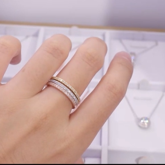 Diamond Gold Eternity Band Set - Picture 5 of 11